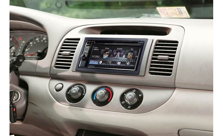 Touchscreen radio installed in a car dashboard