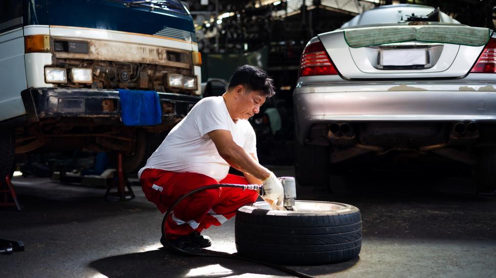 Close-up of a custom rim and tire